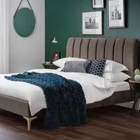 Deco King Size Bed Frame - Gold, Velvet