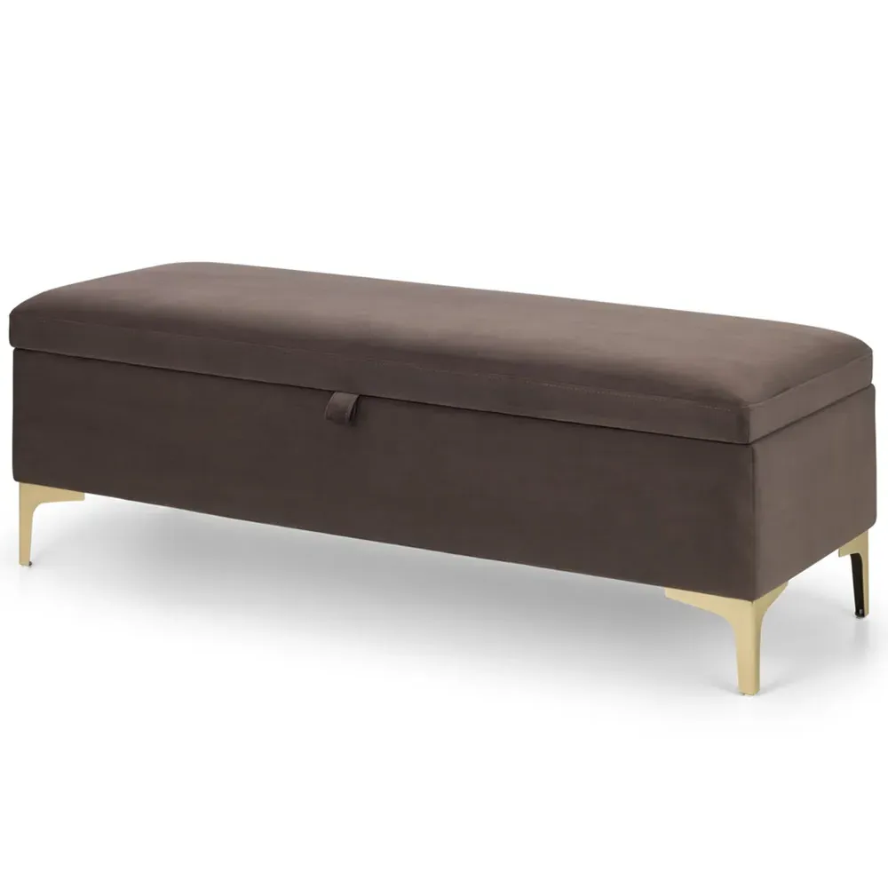 Deco Storage Bench - Brown, Velvet