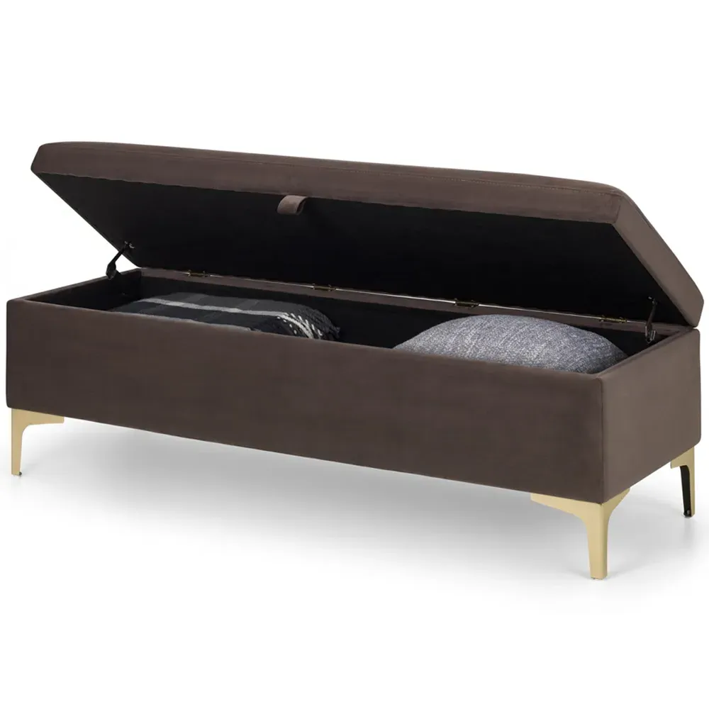 Deco Storage Bench - Brown, Velvet