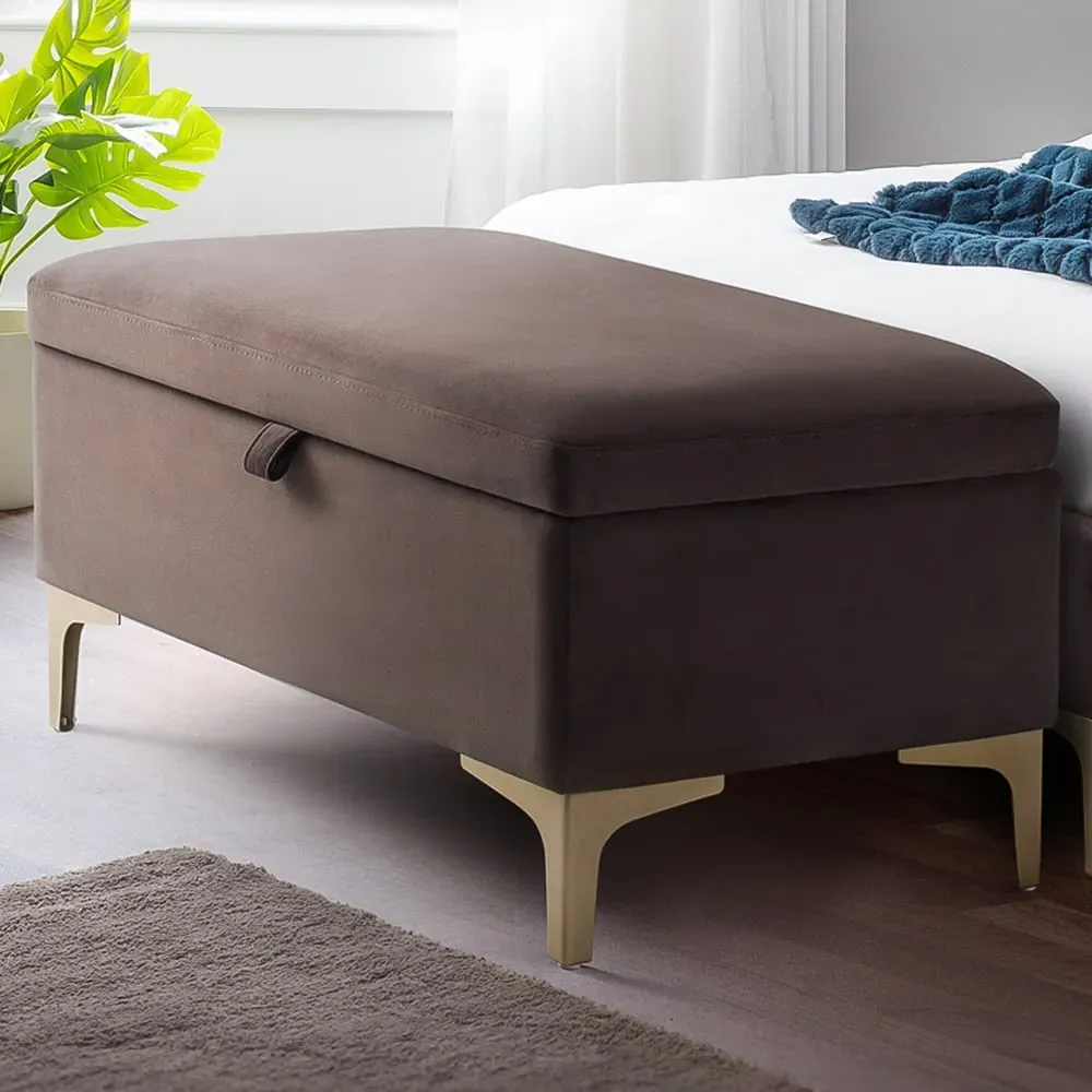 Deco Storage Bench - Brown, Velvet image