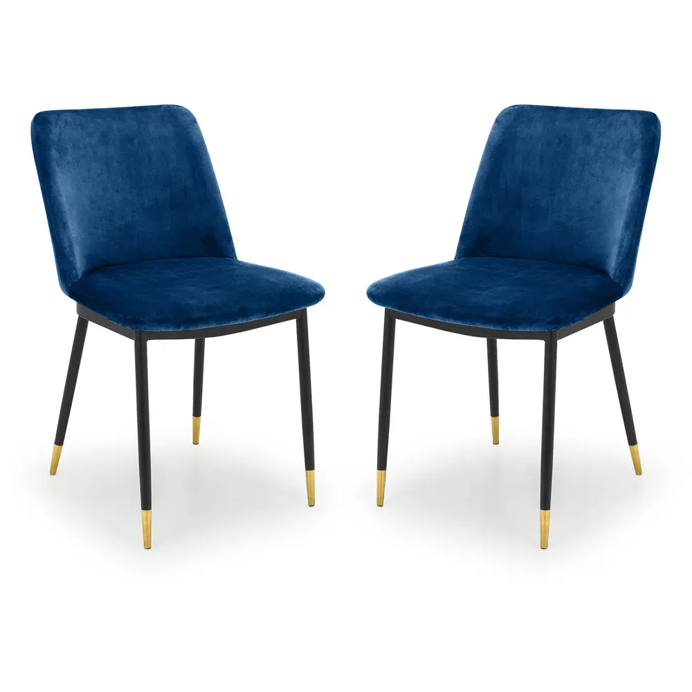 Delaunay Set of 2 Dining Chairs - Blue, Velvet