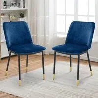 Delaunay Set of 2 Dining Chairs - Blue, Velvet
