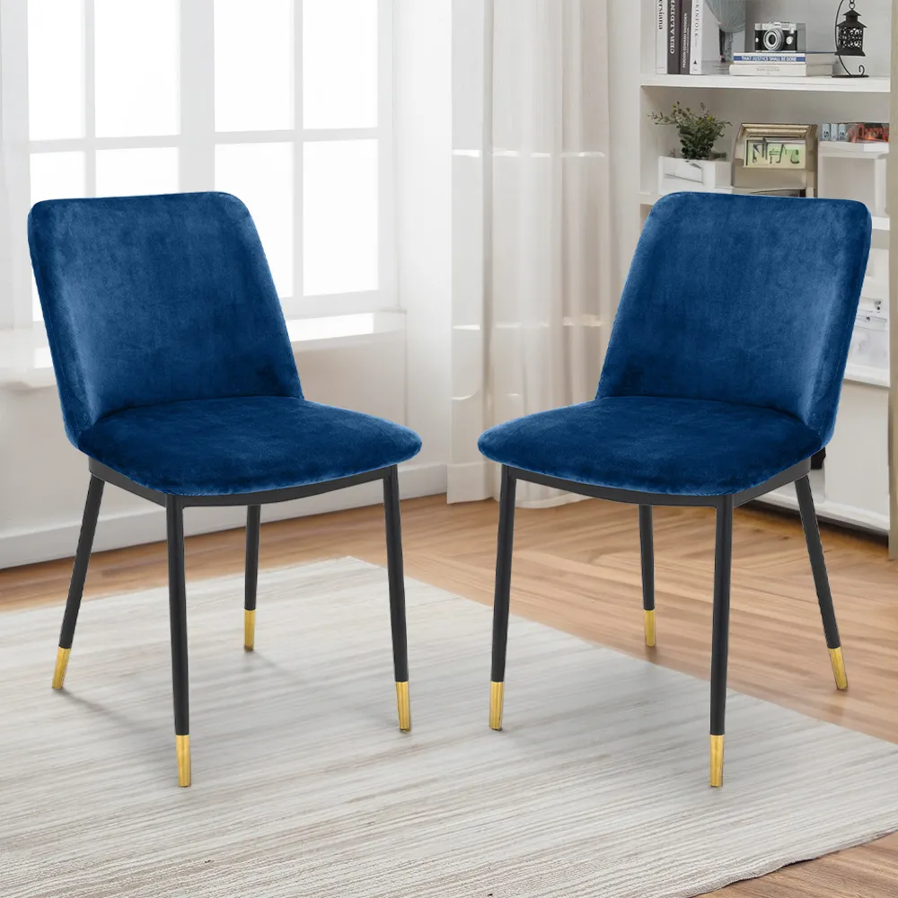 Delaunay Set of 2 Dining Chairs - Blue, Velvet