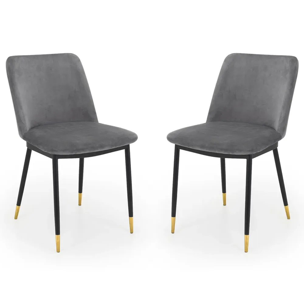 Delaunay Set of 2 Dining Chairs - Grey, Velvet