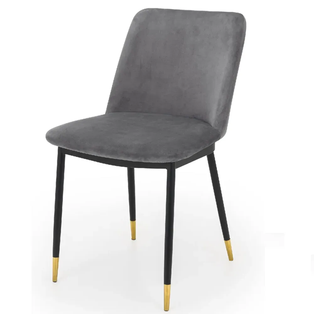 Delaunay Set of 2 Dining Chairs - Grey, Velvet