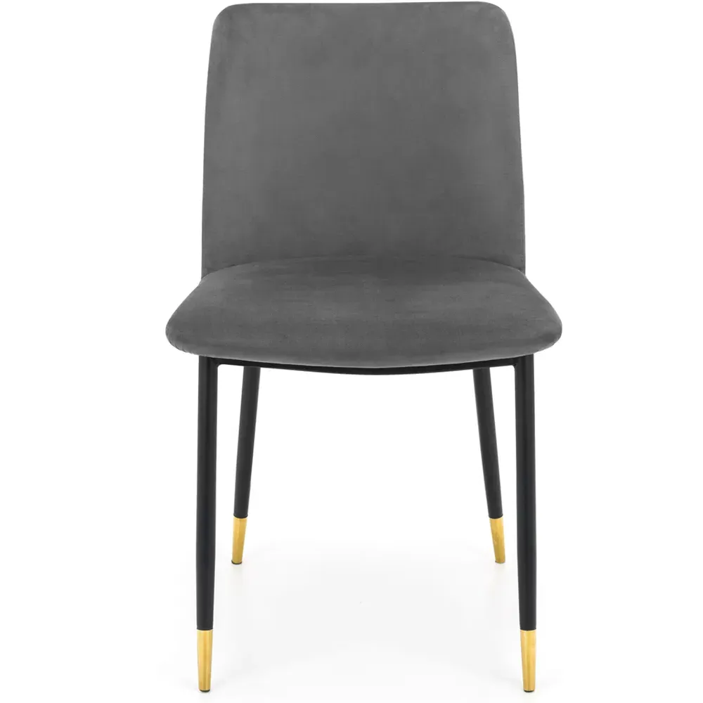 Delaunay Set of 2 Dining Chairs - Grey, Velvet