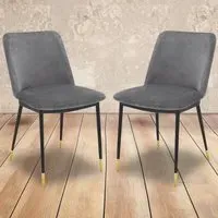 Delaunay Set of 2 Dining Chairs - Grey, Velvet