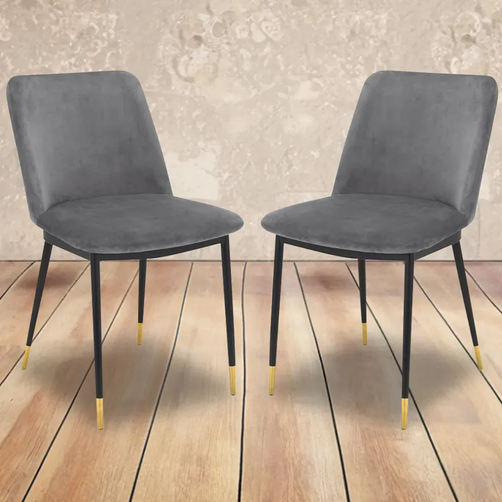 Delaunay Set of 2 Dining Chairs - Grey, Velvet image