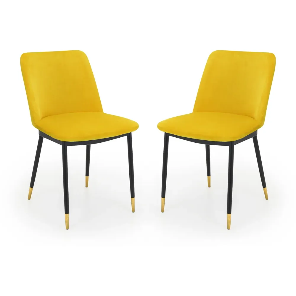 Delaunay Set of 2 Dining Chairs - Mustard, Velvet