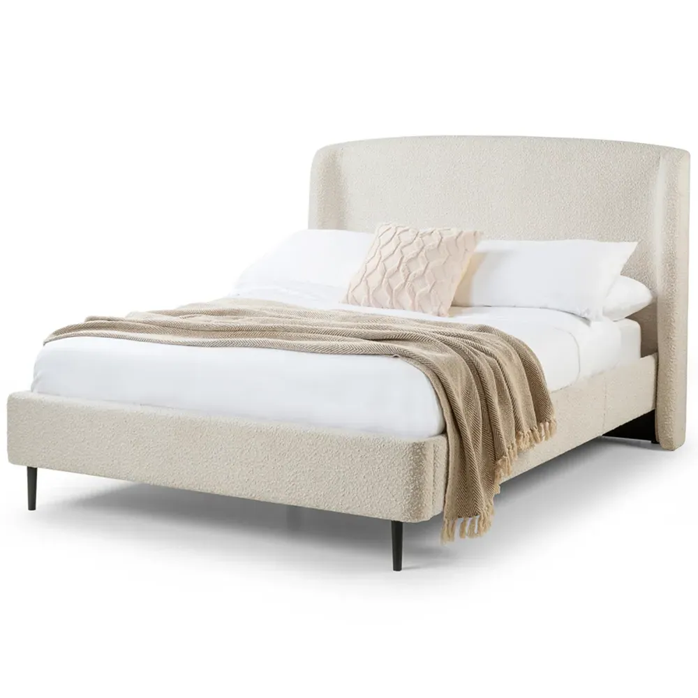 Eden Double Bed Frame - Cream, Boucle