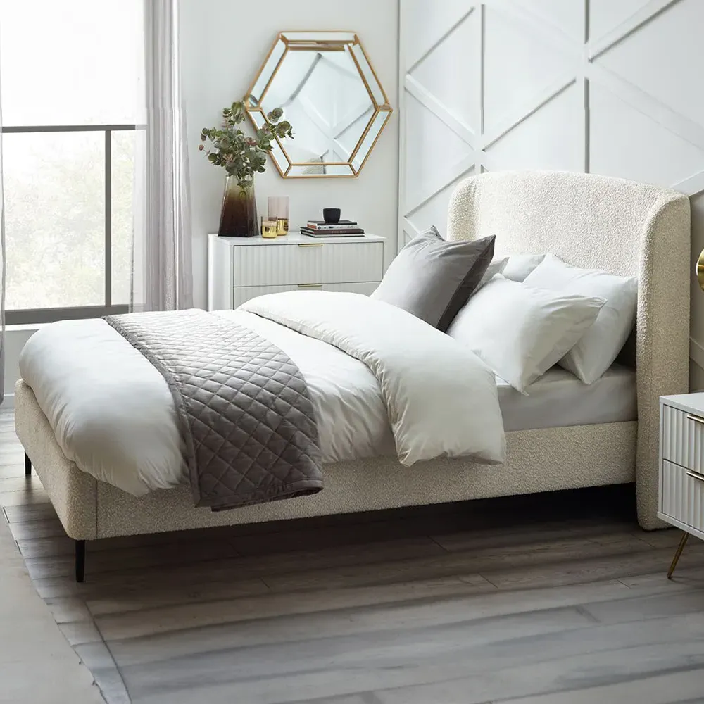 Eden Double Bed Frame - Cream, Boucle image