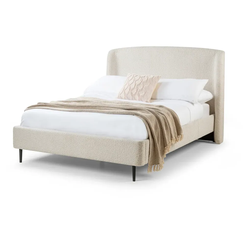 Eden King Size Bed Frame - Cream, Boucle