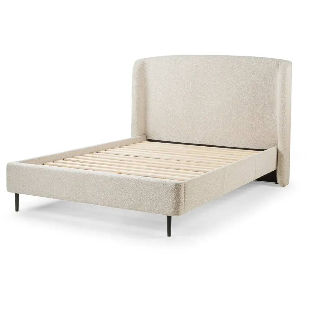 Eden King Size Bed Frame - Cream, Boucle