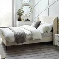 Eden King Size Bed Frame - Cream, Boucle