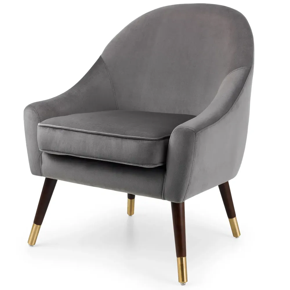 Elliot Accent Chair - Grey, Velvet