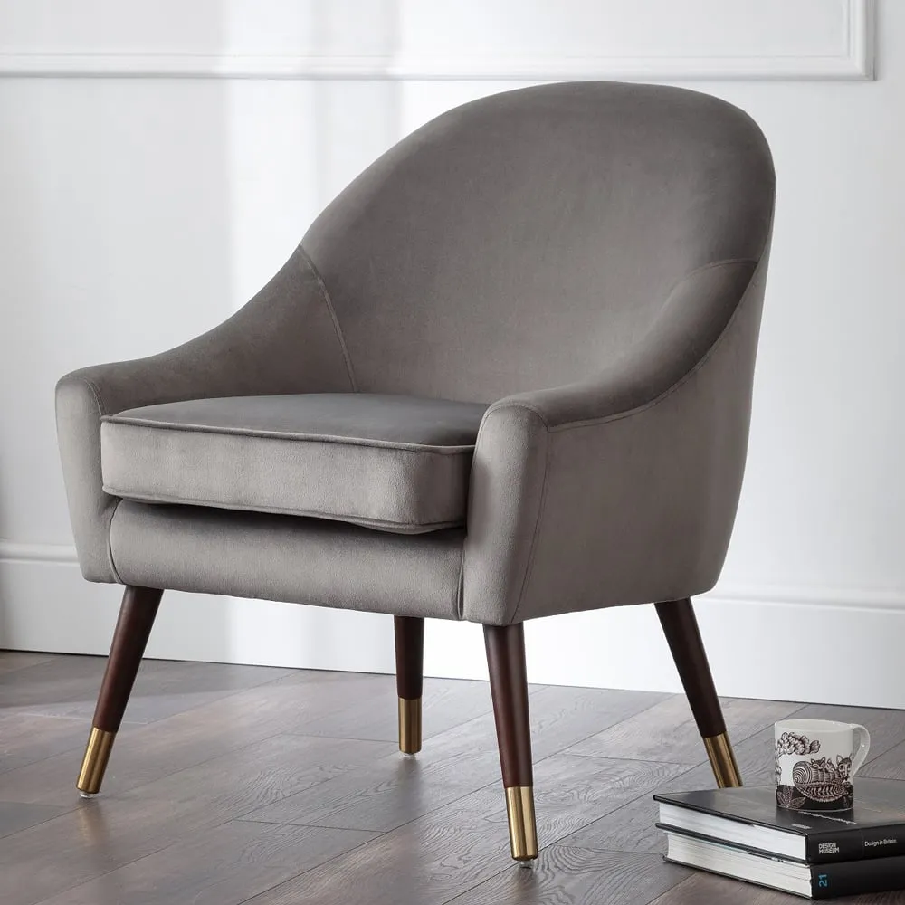 Elliot Accent Chair - Grey, Velvet image