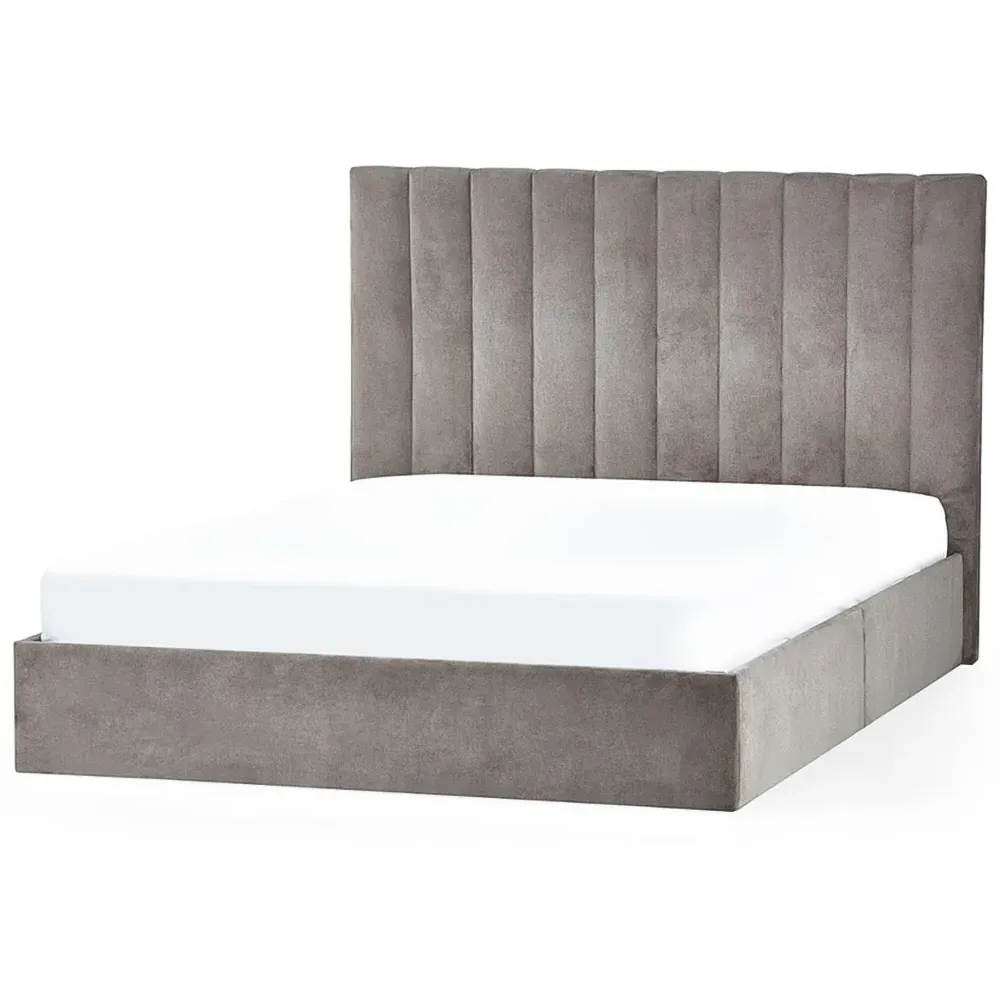 Eloise King Size Bed with Storage - Grey, Chenille