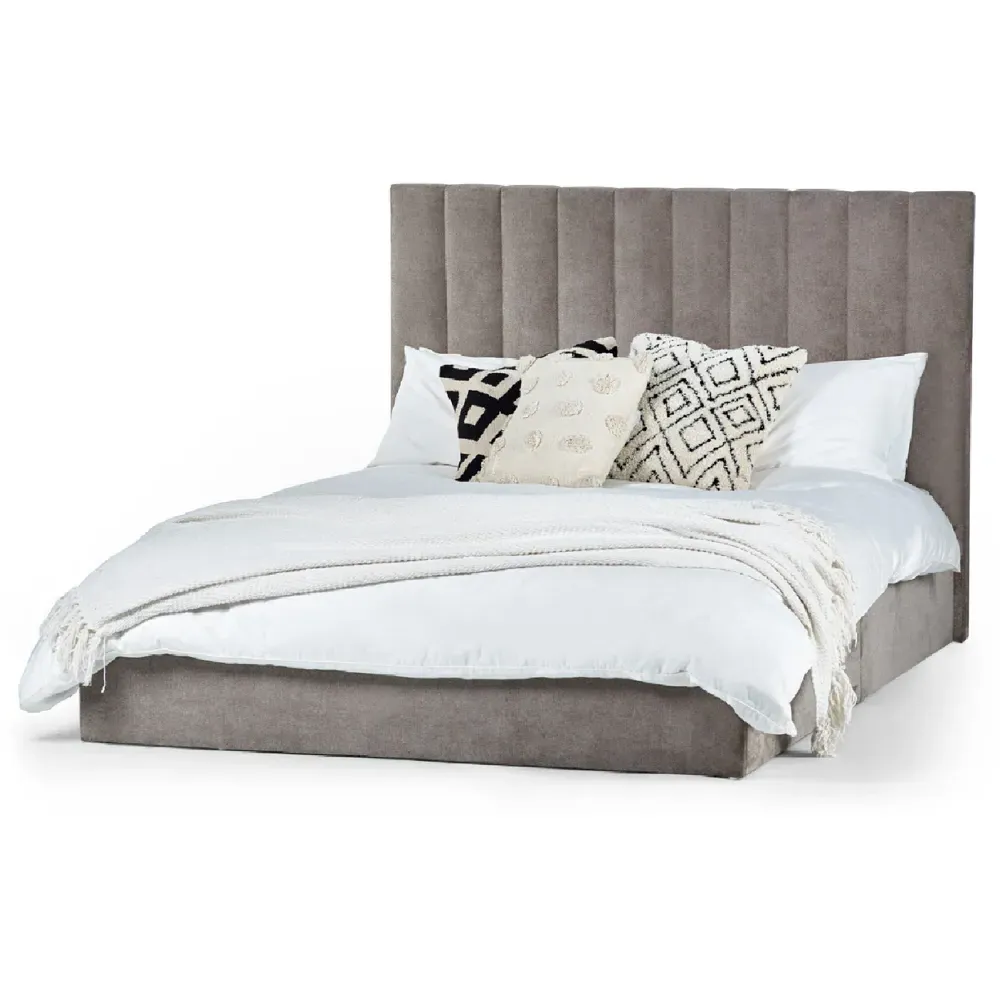 Eloise Single Bed with Storage - Grey, Chenille