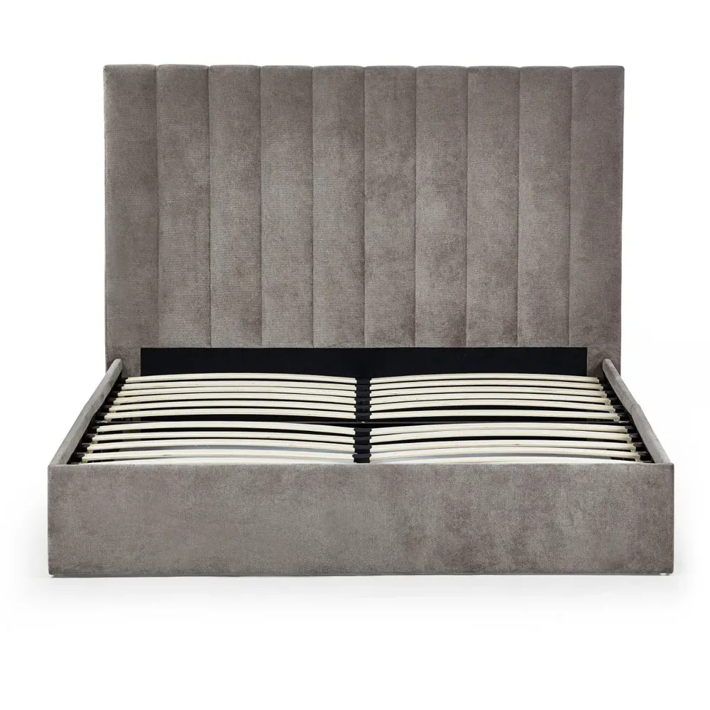 Eloise Single Bed with Storage - Grey, Chenille