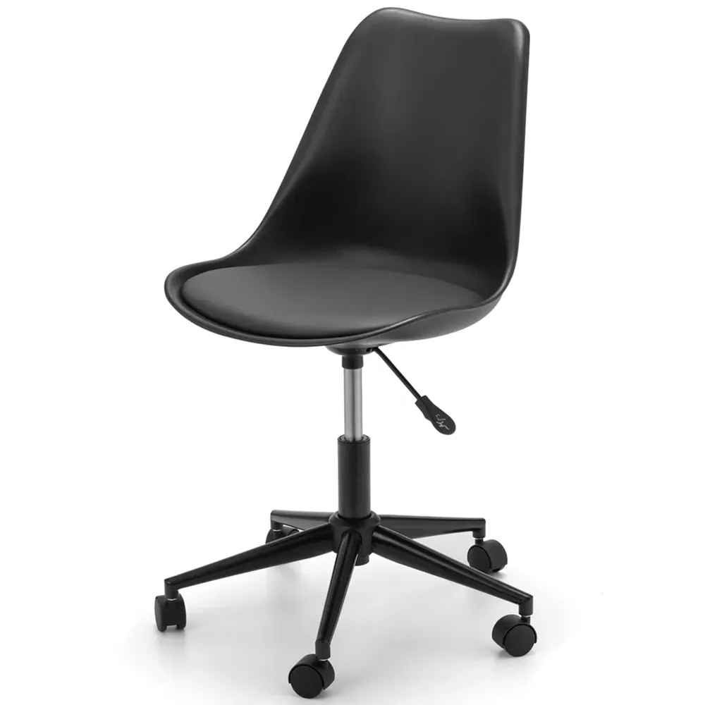 Erika Swivel Office Chair with Height Adjustment - Black, PU
