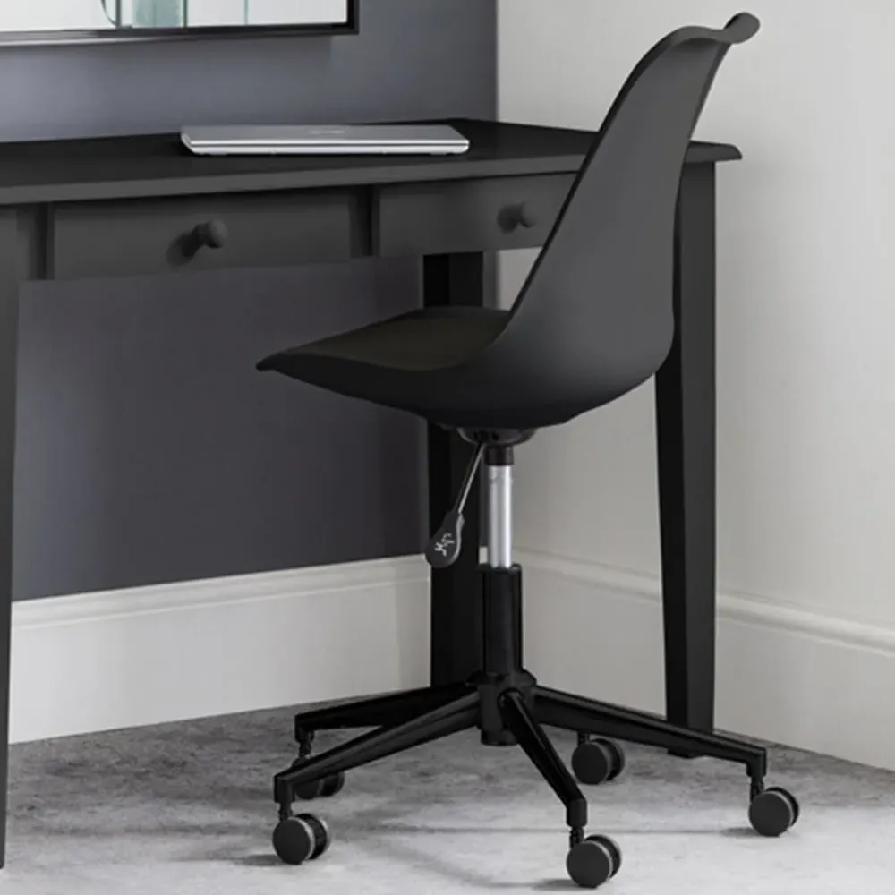Erika Swivel Office Chair with Height Adjustment - Black, PU image