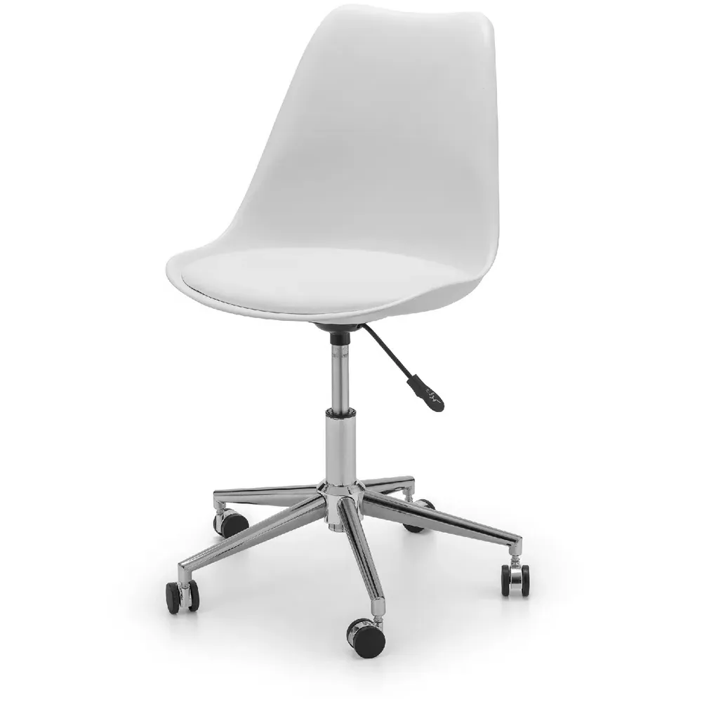 Erika Swivel Office Chair with Height Adjustment - White, PU