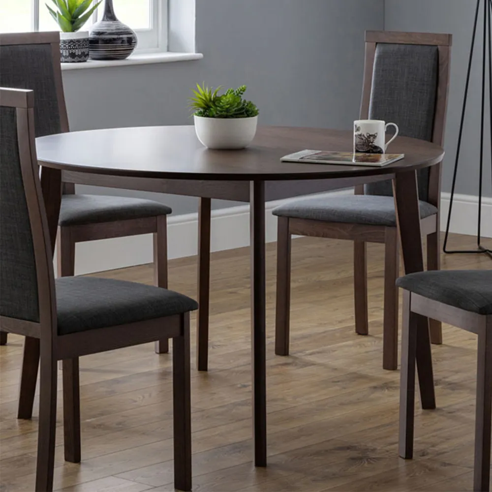 Farringdon 4 Seater Round Dining Table - Brown, Walnut image
