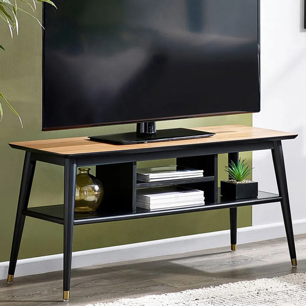 Findlay 2 Shelf Media Unit - Black, Walnut
