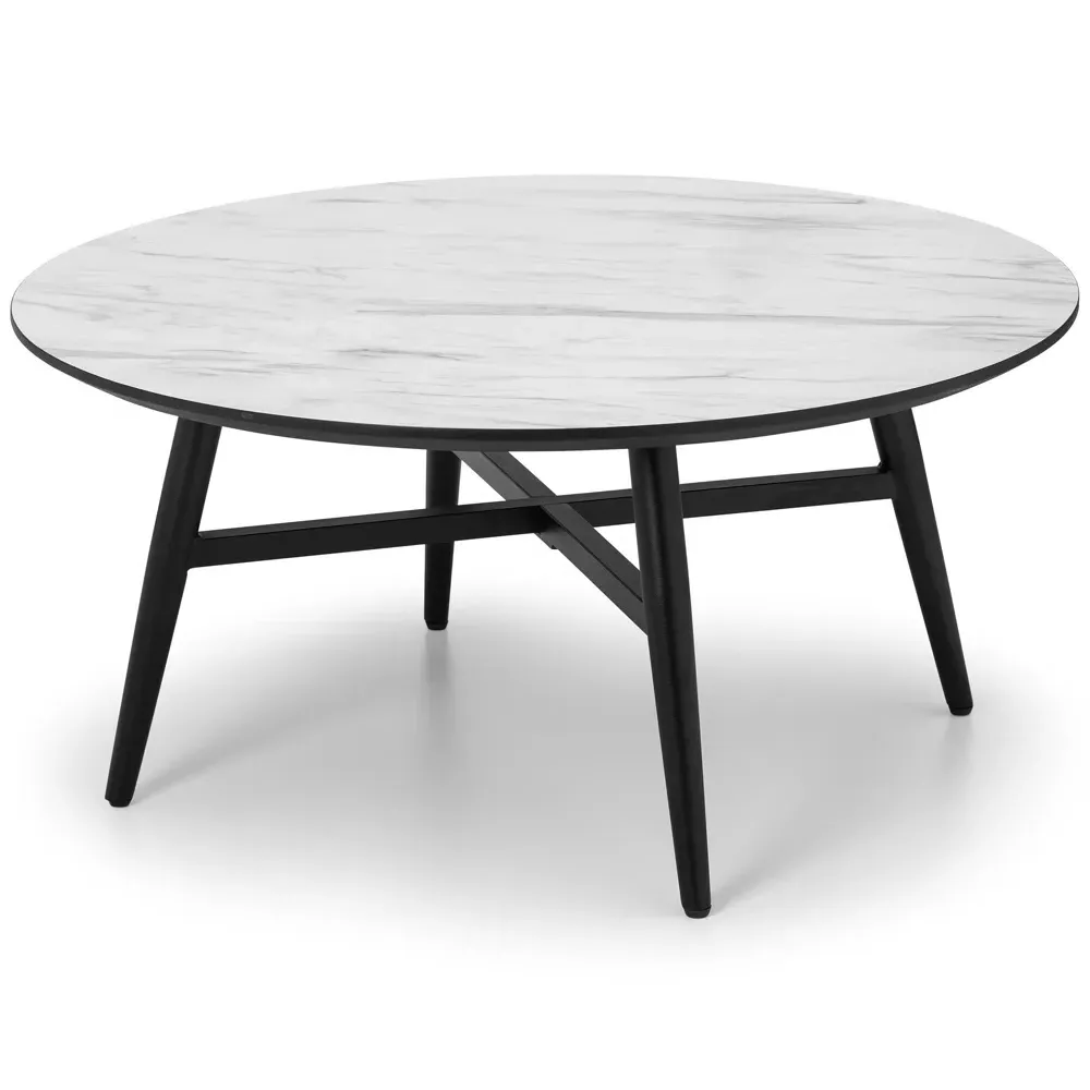 Firenze Round Coffee Table - White Marble Effect, MDF