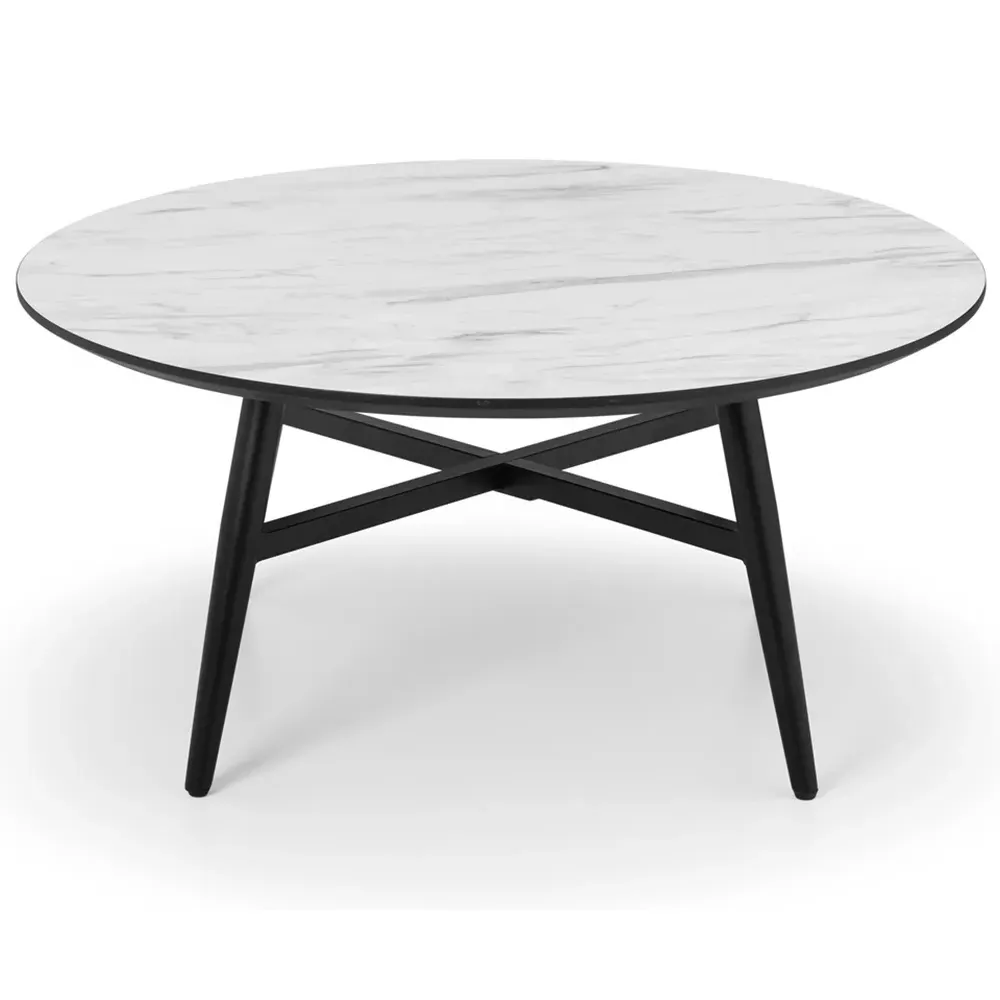 Firenze Round Coffee Table - White Marble Effect, MDF