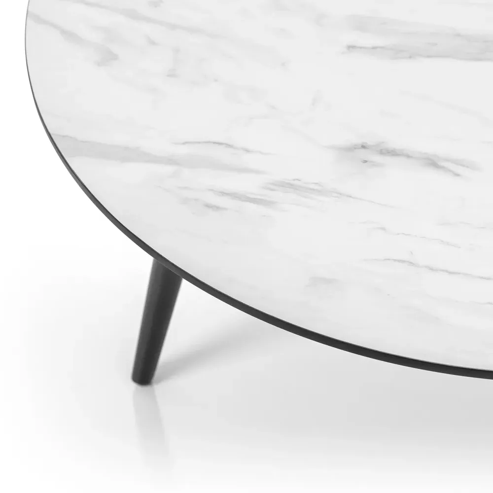 Firenze Round Coffee Table - White Marble Effect, MDF