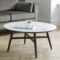 Firenze Round Coffee Table - White Marble Effect, MDF