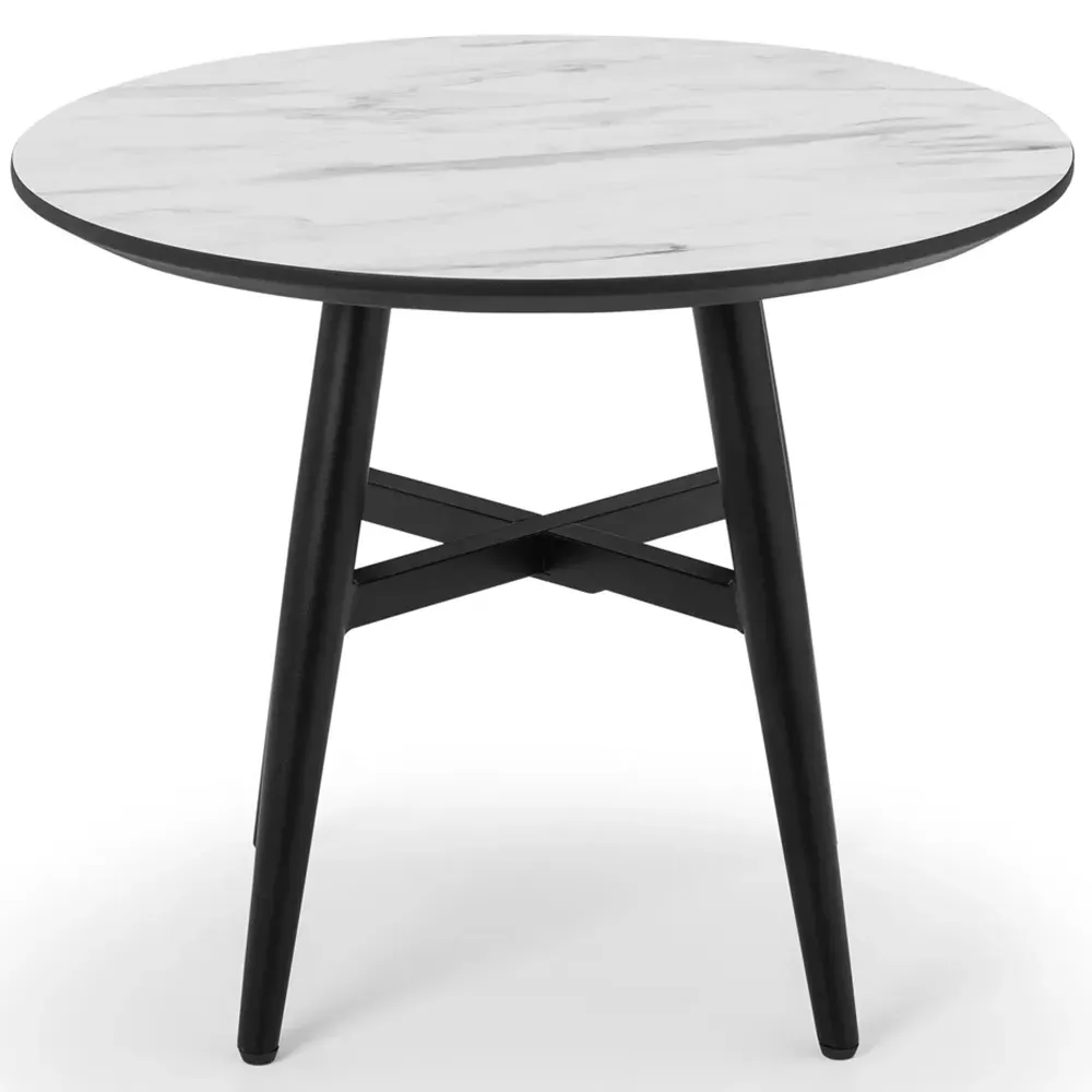 Firenze Round Lamp Table - White Marble Effect, MDF