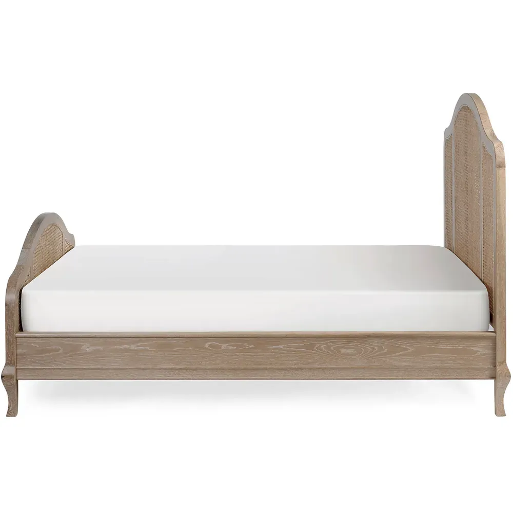Fleur Double Rattan Bed - Light Oak