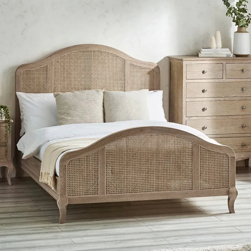 Fleur Double Rattan Bed - Light Oak image