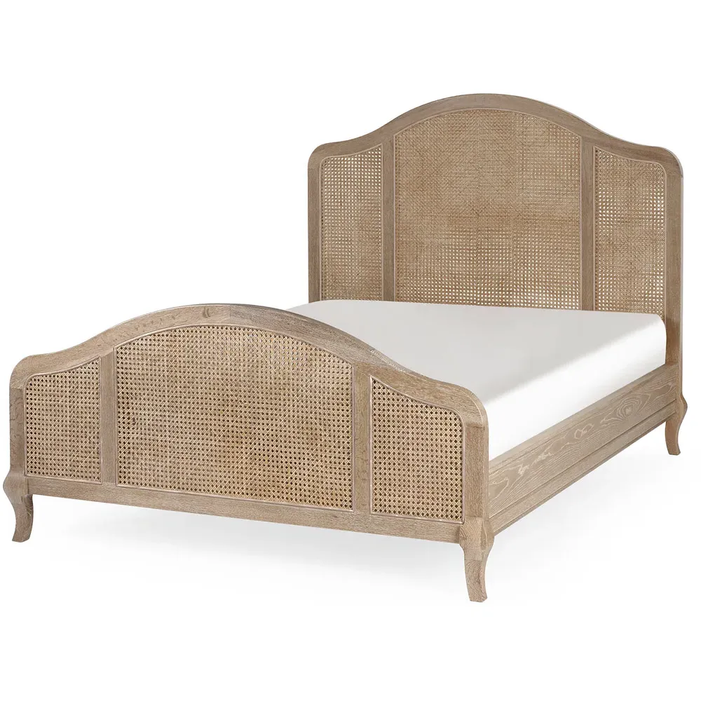 Fleur King Size Rattan Bed - Light Oak