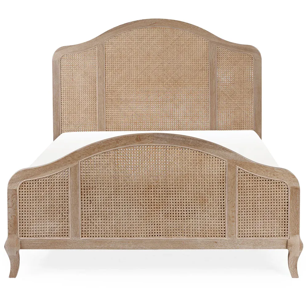 Fleur King Size Rattan Bed - Light Oak