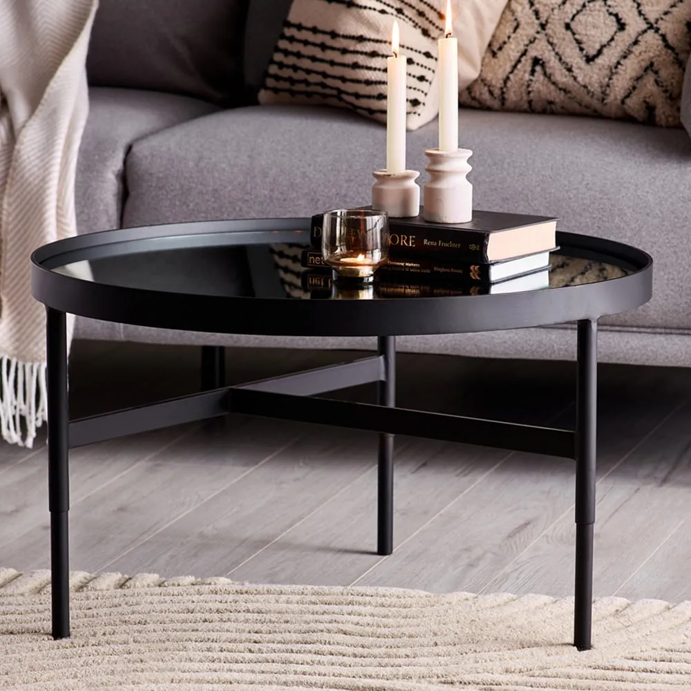 Franki Mirror Glass Coffee Table - Black