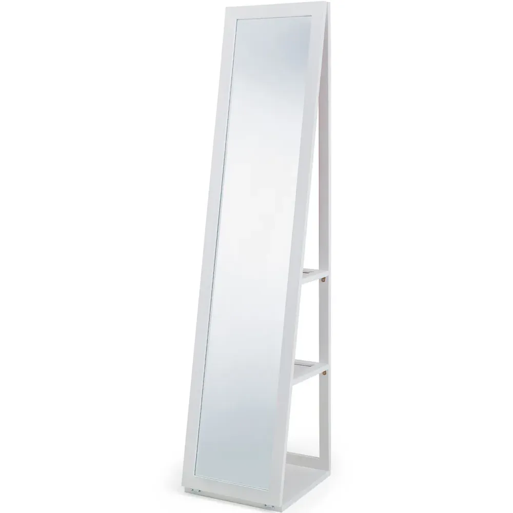 Fresco 2 Shelf Floor Mirror Cabinet - White