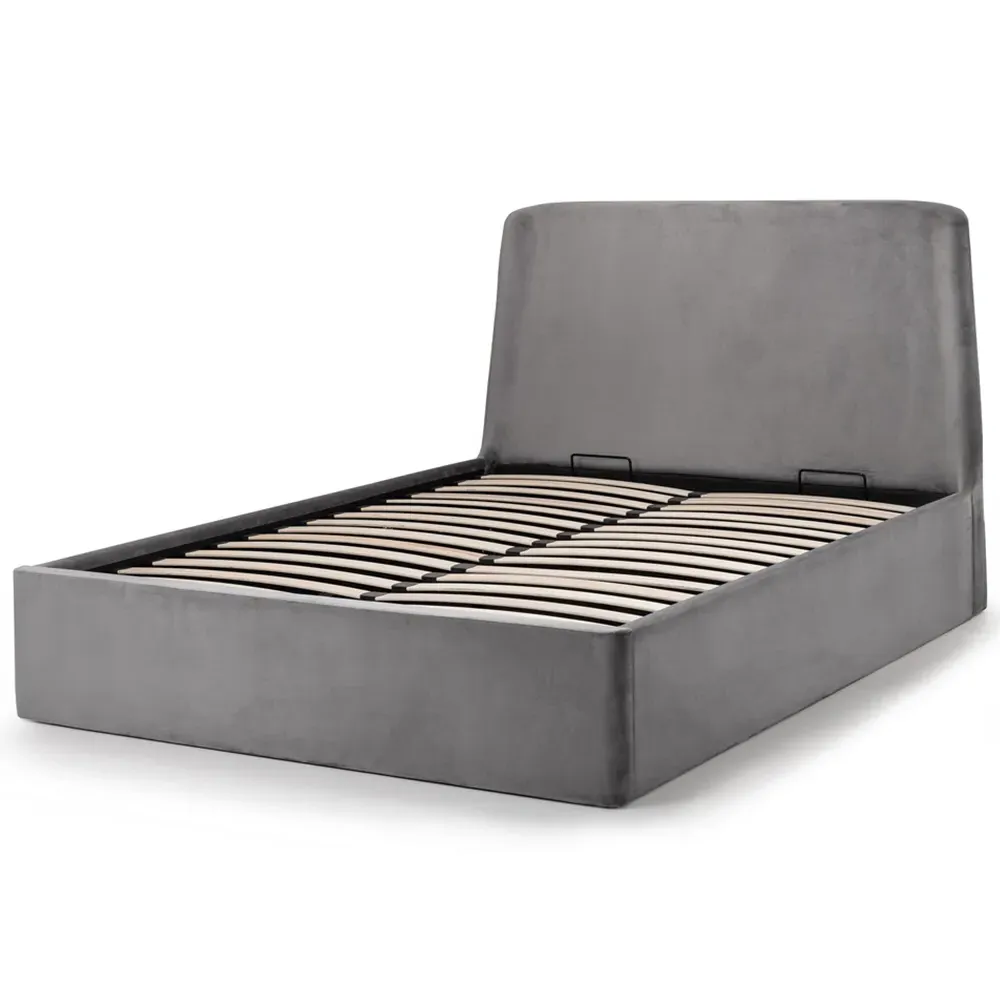 Frida Double Storage Ottoman Bed - Grey, Velvet