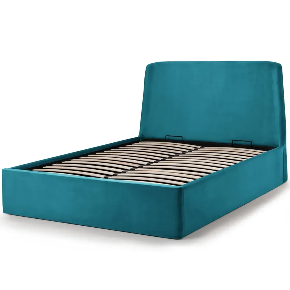 Frida Double Storage Ottoman Bed - Teal, Velvet