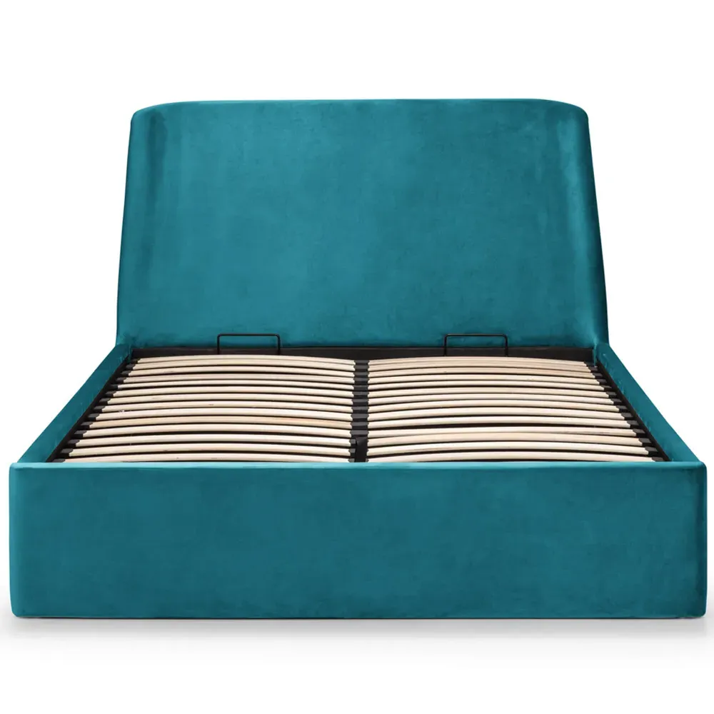 Frida Double Storage Ottoman Bed - Teal, Velvet
