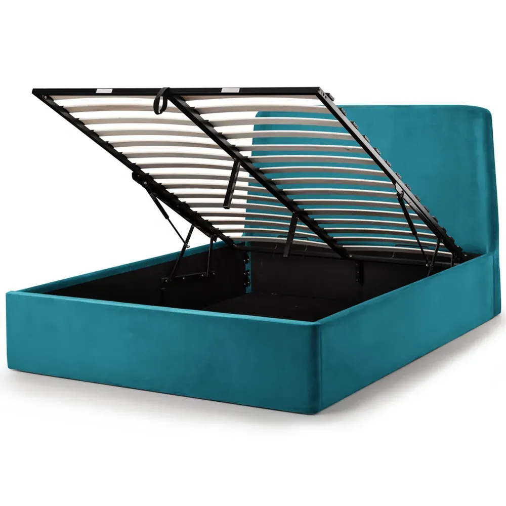 Frida Double Storage Ottoman Bed - Teal, Velvet