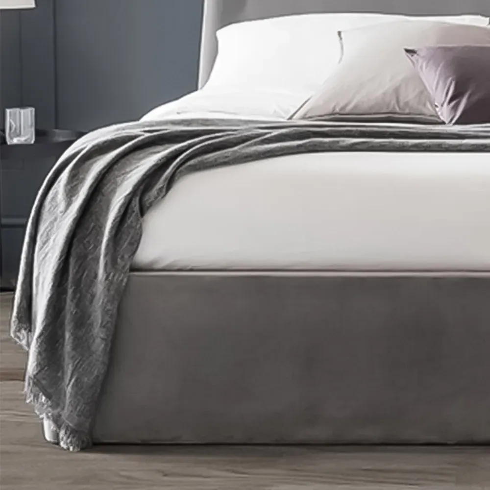 Frida King Size Storage Ottoman Bed - Grey, Velvet