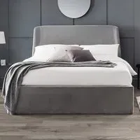 Frida King Size Storage Ottoman Bed - Grey, Velvet