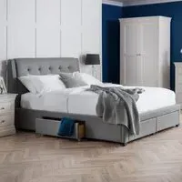 Fullerton Double Bed with 4 Drawers - Grey, Linen