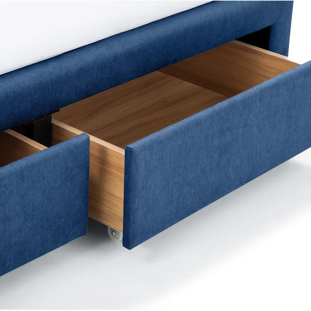 Fullerton King Size Bed Frame with Storage - Blue, Linen