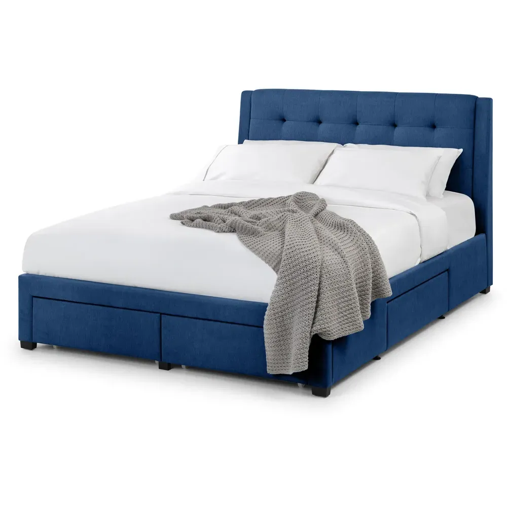 Fullerton Super King Bed Frame with Storage - Blue, Linen