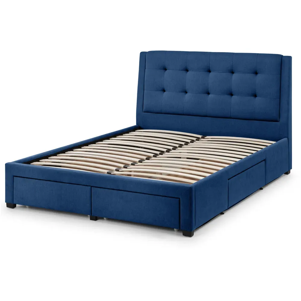 Fullerton Super King Bed Frame with Storage - Blue, Linen