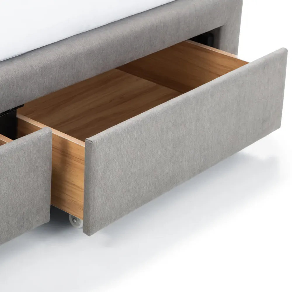 Fullerton Super King Bed Frame with Storage - Grey, Linen